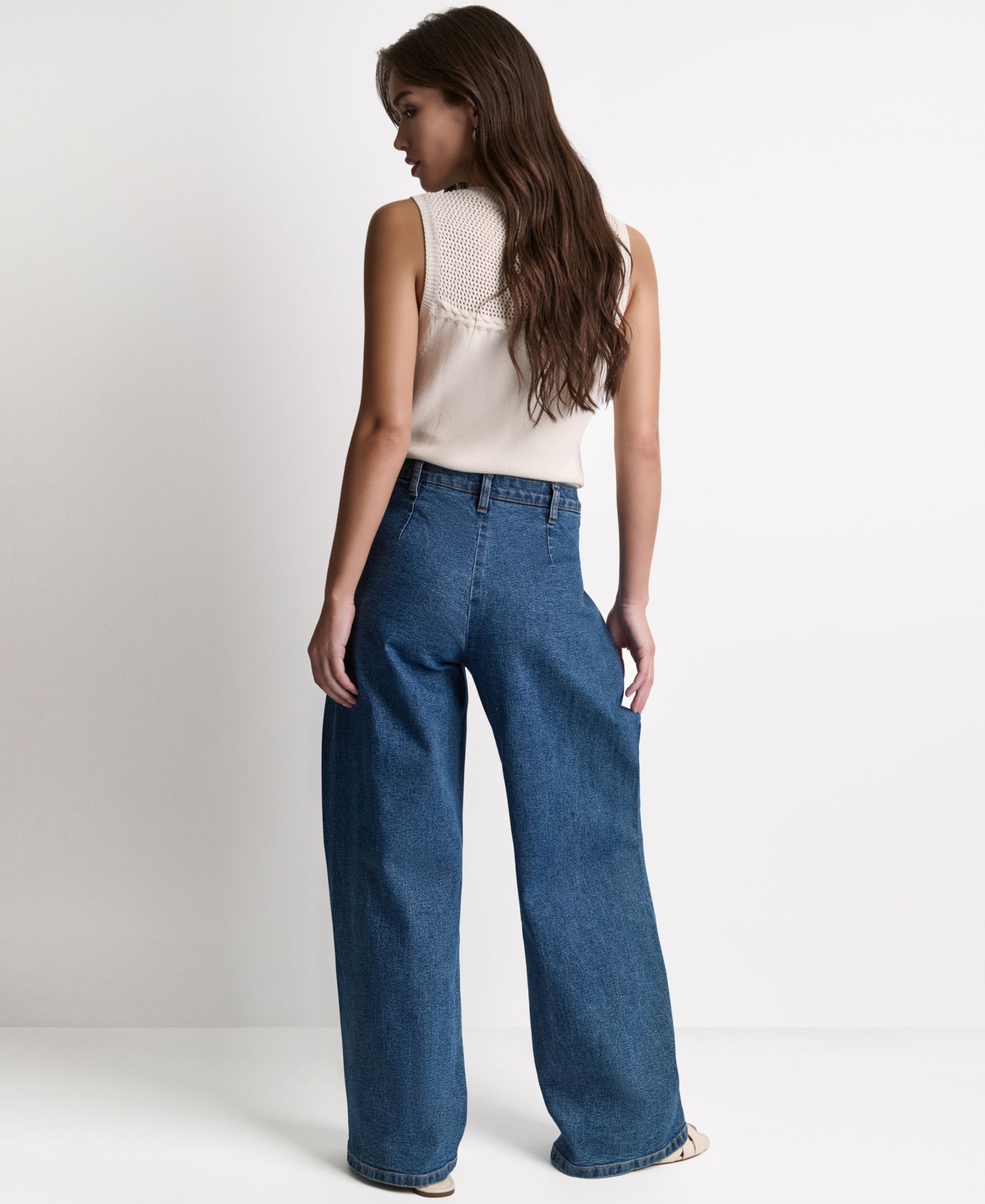 Women's Wide-Leg Loose-Fit Seamed Jeans