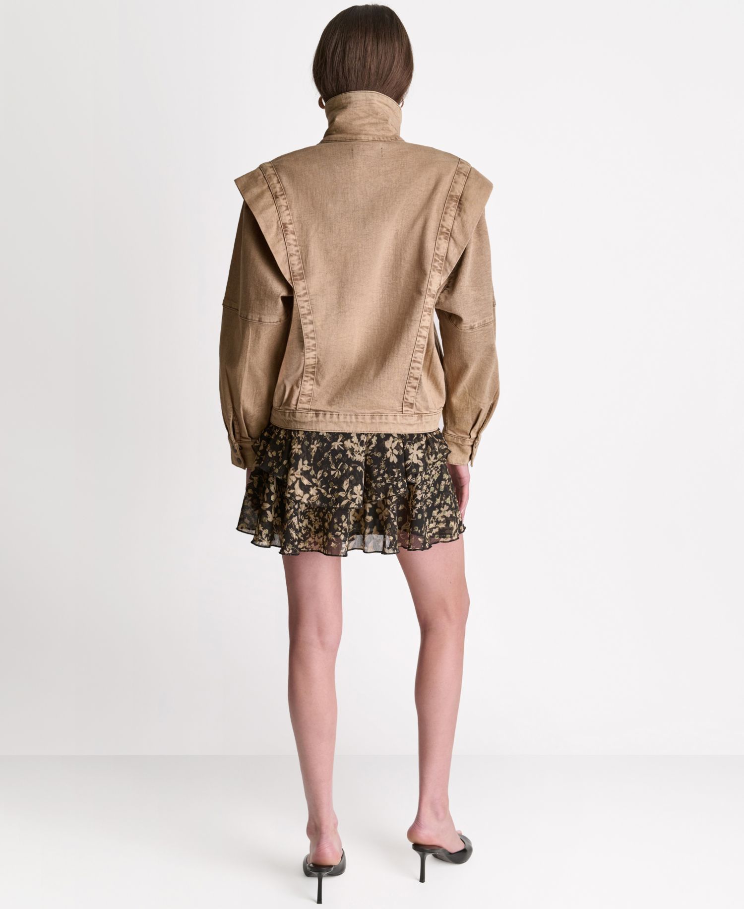 Women's Acid Wash Collared Oversize Jacket