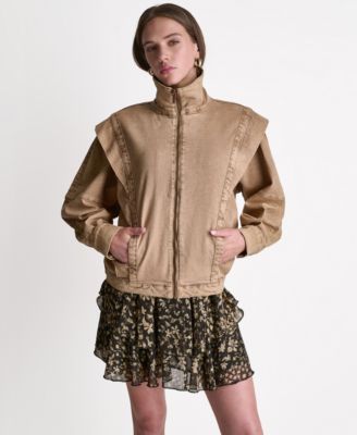 Women's Acid Wash Collared Oversize Jacket