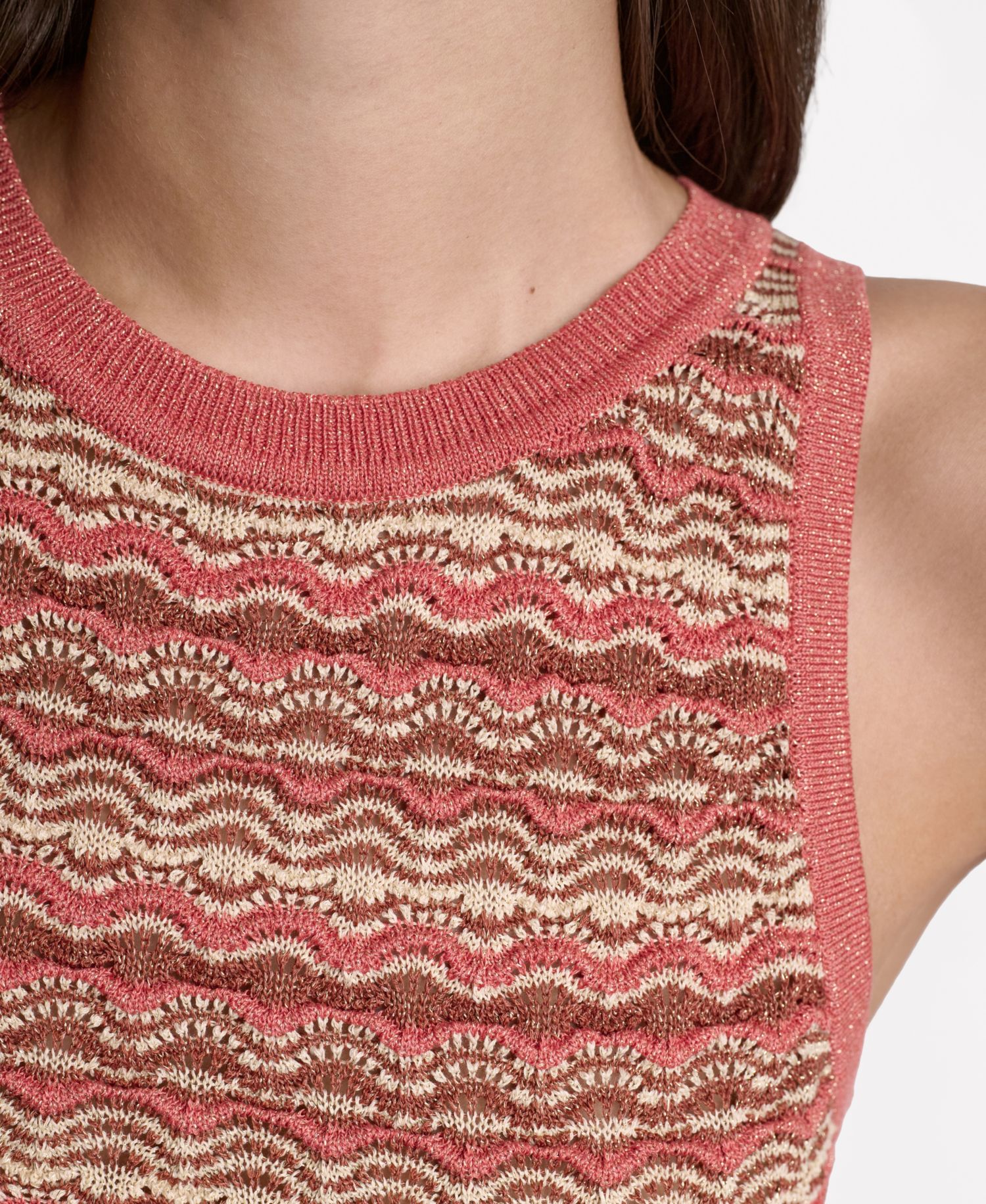 Women's Lurex Stripe Sleeveless Top
