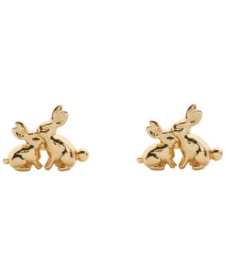 Gold-Tone Love You, Mom Bunny Stud Earrings