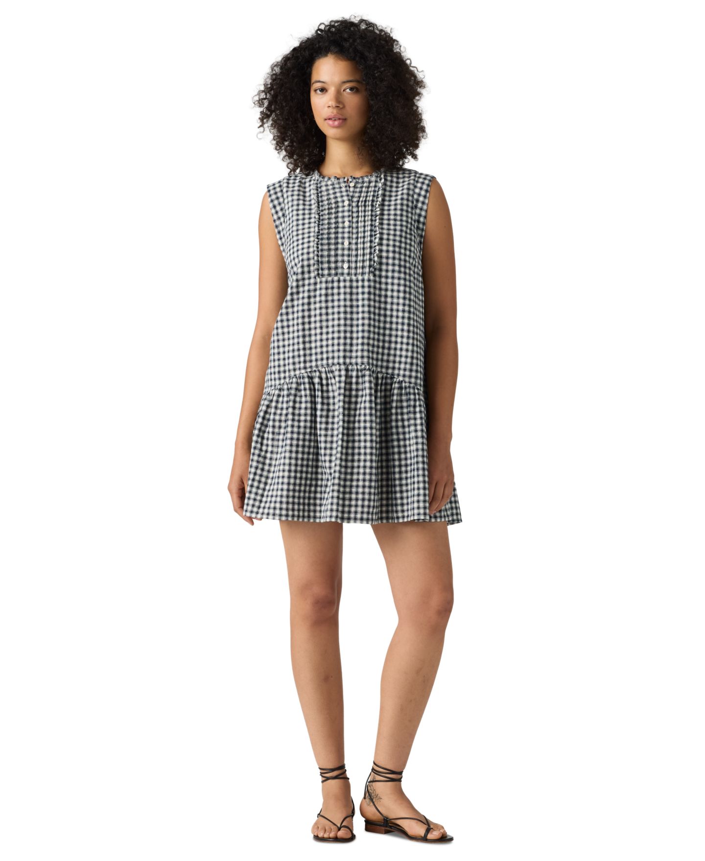 Женское платье Levi's Premium Linen-Blend Solara Sleeveless Dress, цвет: Полосатый винтажный индиго — фото 1
