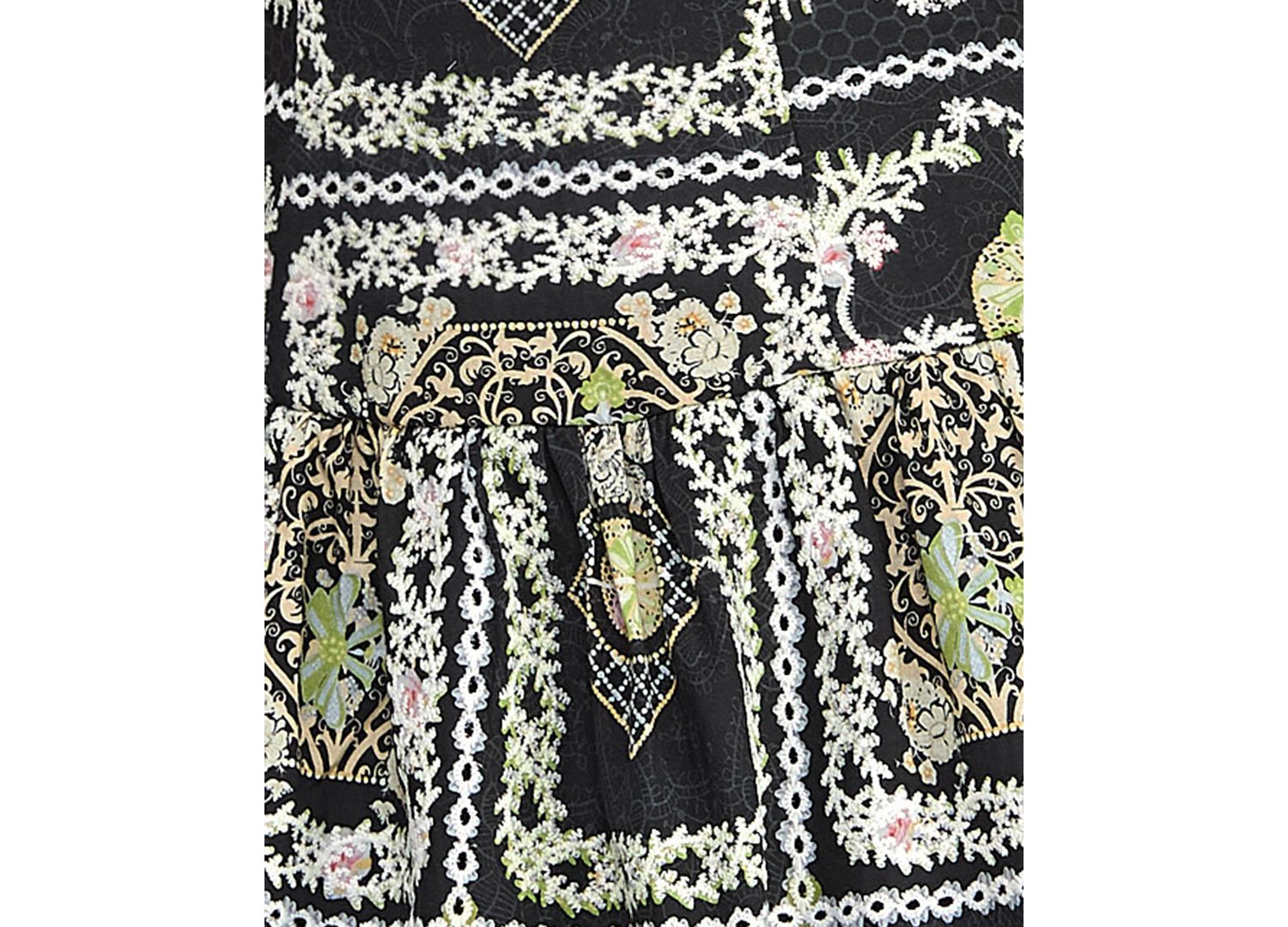 Juniors' Printed Square Neck Eyelet Drop Waist Short Dress