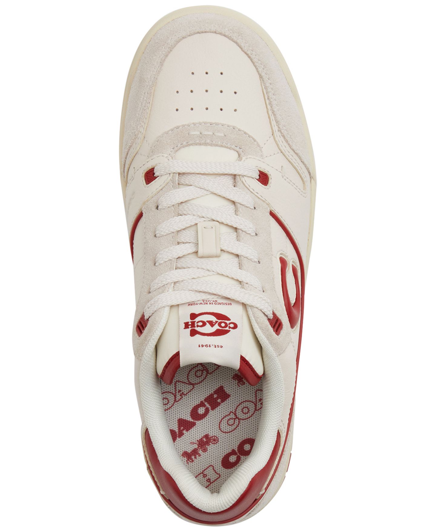 Женские кроссовки COACH SoHo Lace-Up, цвет: Меловой / Маковый замшевый — фото 4