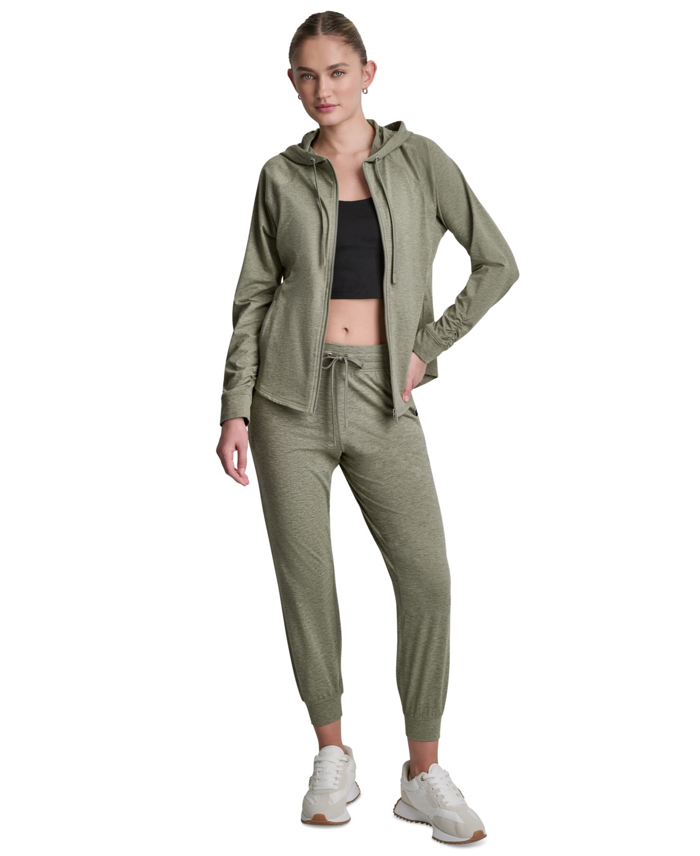 Женское худи DKNY Sport DKNY Full-Zip Long-Sleeve, цвет: Bay Leaf Spacedye — фото 2