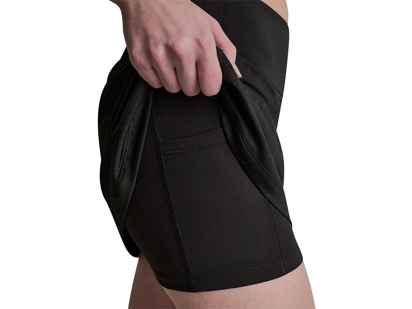Женская юбка-шорты DKNY Sport Side Pocket Logo Skort, цвет: Чёрный — фото 4
