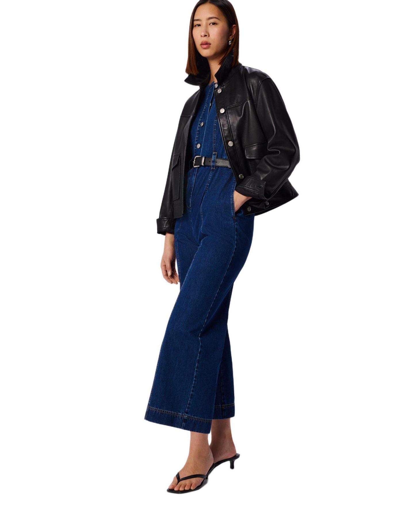 Женский комбинезон Whistles Button Down Jumpsuit, цвет: Тёмный синий — фото 3