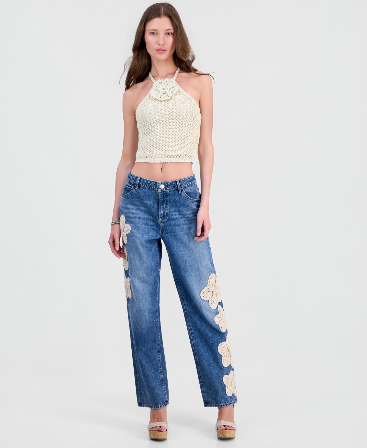 Women's Alicia Flower Crochet Halter Sweater
