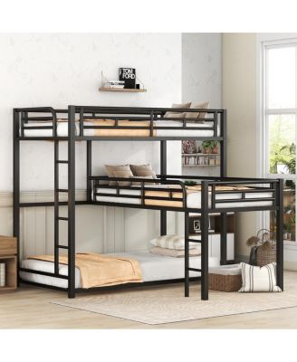L-shaped Metal Triple Bunk Bed