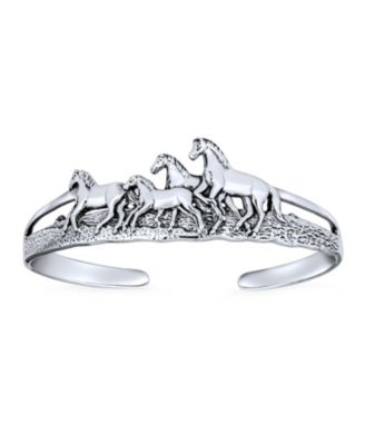 Equestrian Statement Wild Western Running Horses Cuff Bracelet Solid