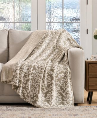 Olivia Reversible Printed Plush Throw, 50" x 70"