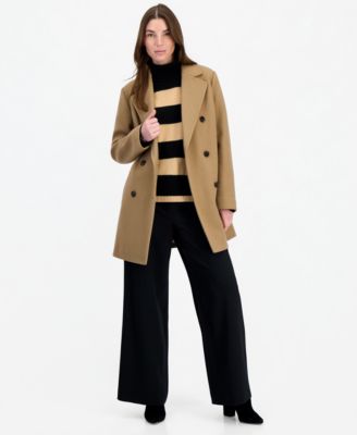 Petite Notch Collar Double Breasted Peacoat, Created for Macy's