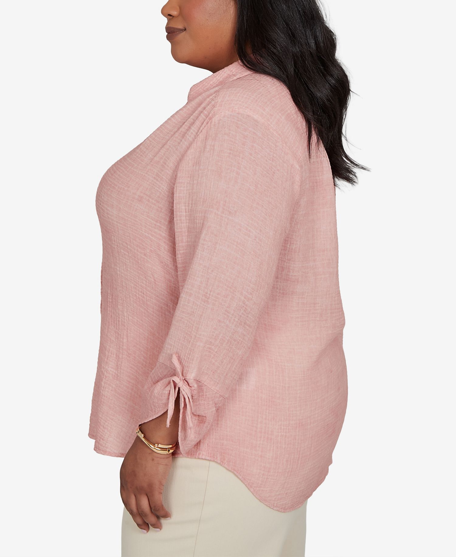 Plus Size Camden Market Crinkle Gauze Button-Front Top