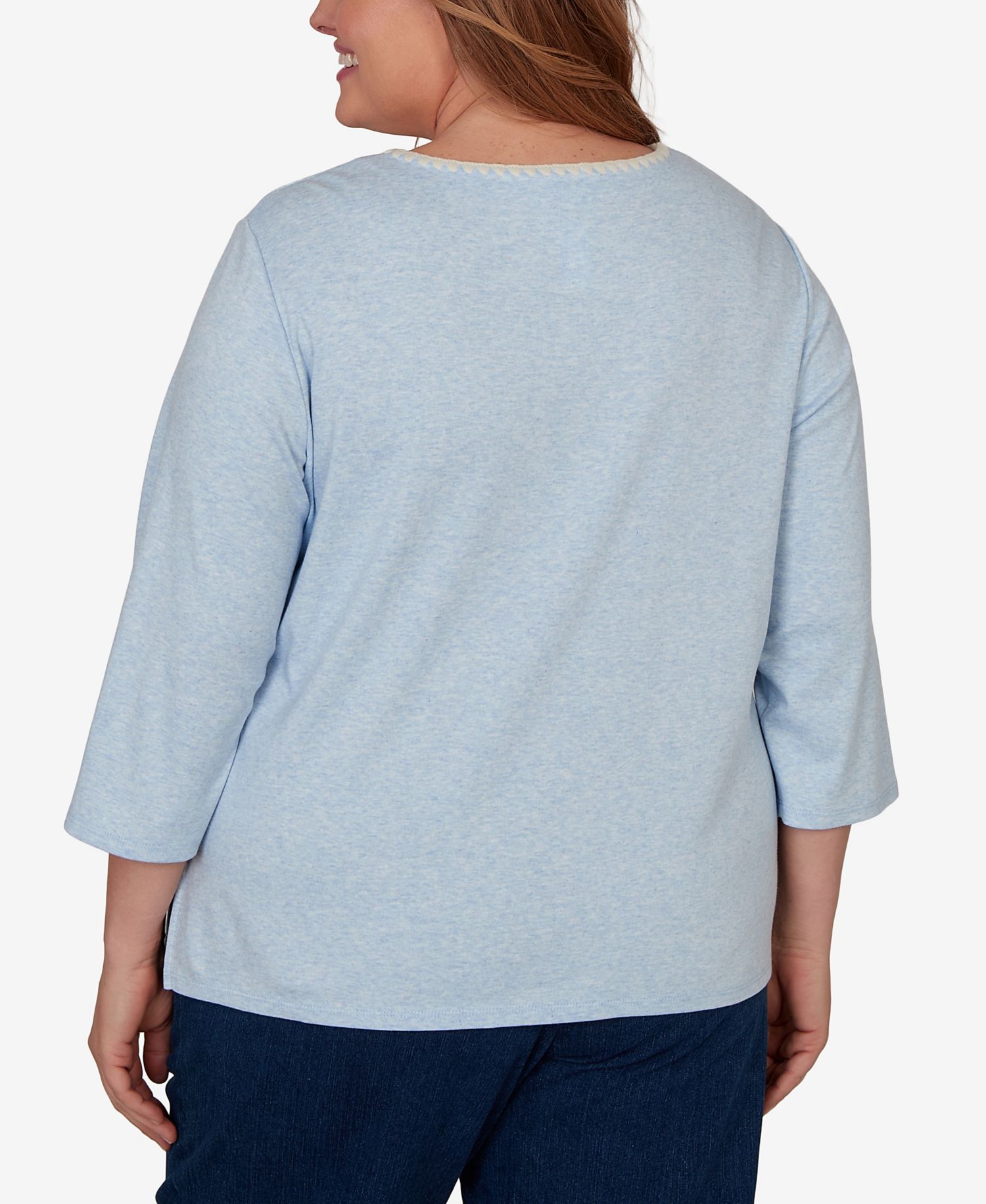 Plus Size Camden Market Floral Stitches Heathered Knit Top