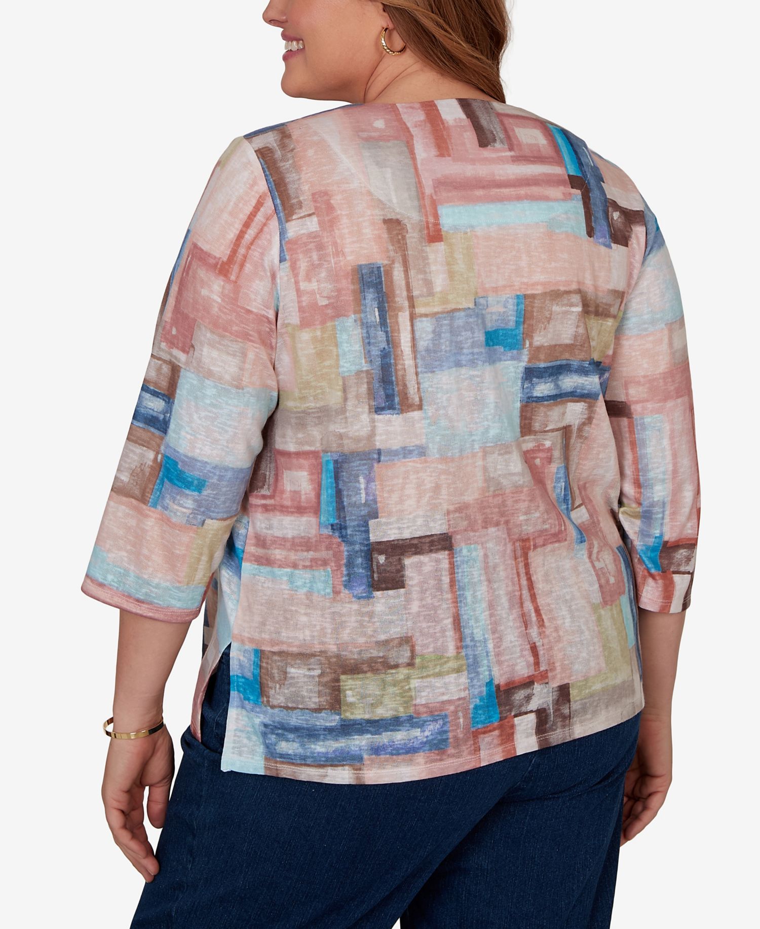 Plus Size Camden Market Painted Color Blocks Knit Top