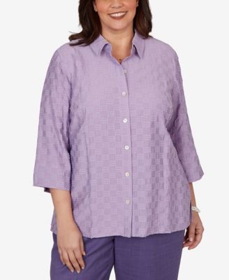 Plus Size Grand Bazaar Box Textured Button-Front Top