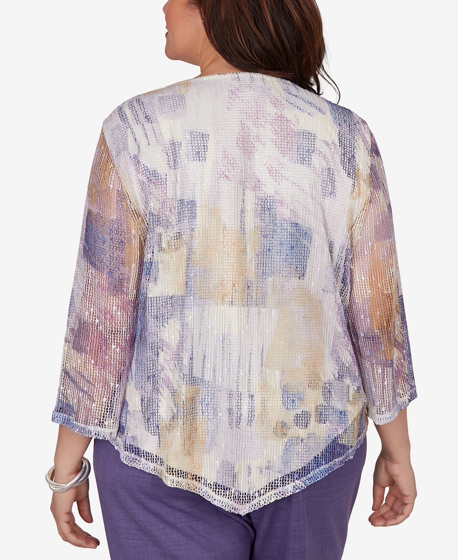 Plus Size Grand Bazaar Stained Glass Mesh Top with Necklace
