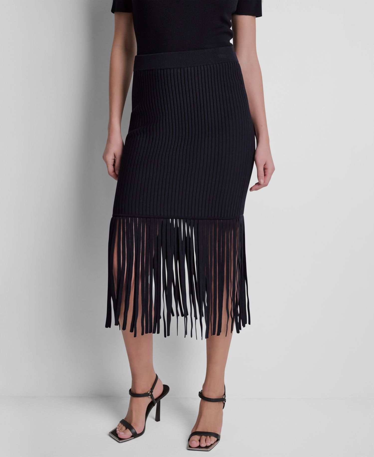Women's Cotton-Blend Fringe Sweater Skirt