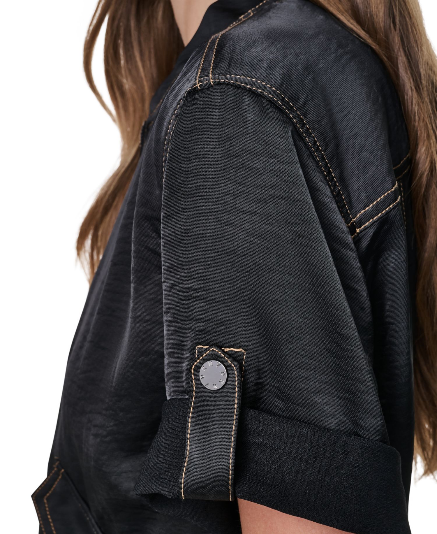Women's Roll-Tab Contrast Stitch Glazed Jacket