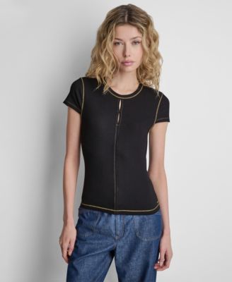 Women's Crewneck Contrast Stitch Top
