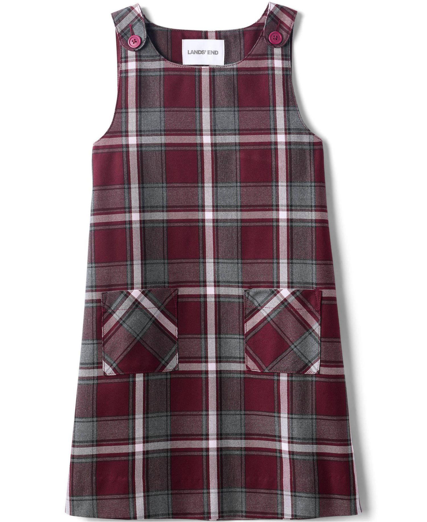 Big Girls Plaid Button Shoulder Patch Pocket Jumper