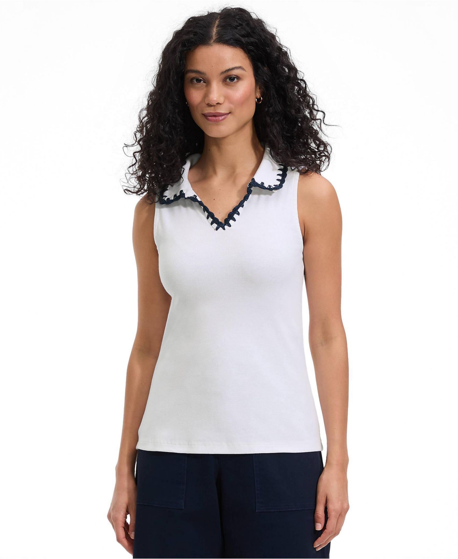 Women's Sleeveless Micro Rib Polo