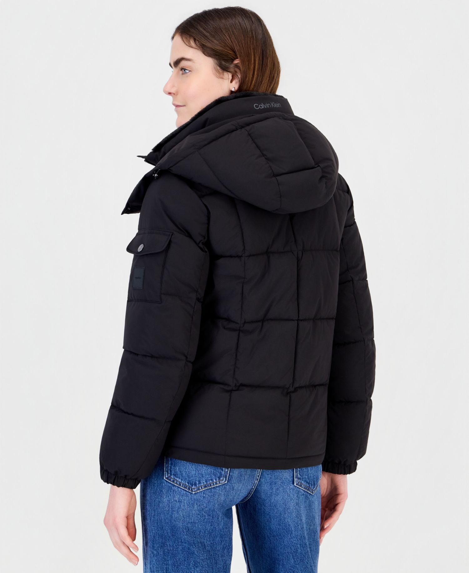 Women's Hooded Short Faux Fur Collar Puffer Coat