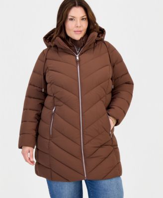 Plus Size Packable Hooded Puffer Coat