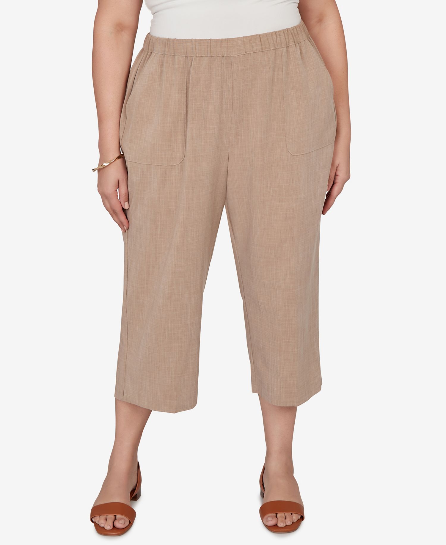 Plus Size Grand Bazaar Textured Pull-On Capri Pants