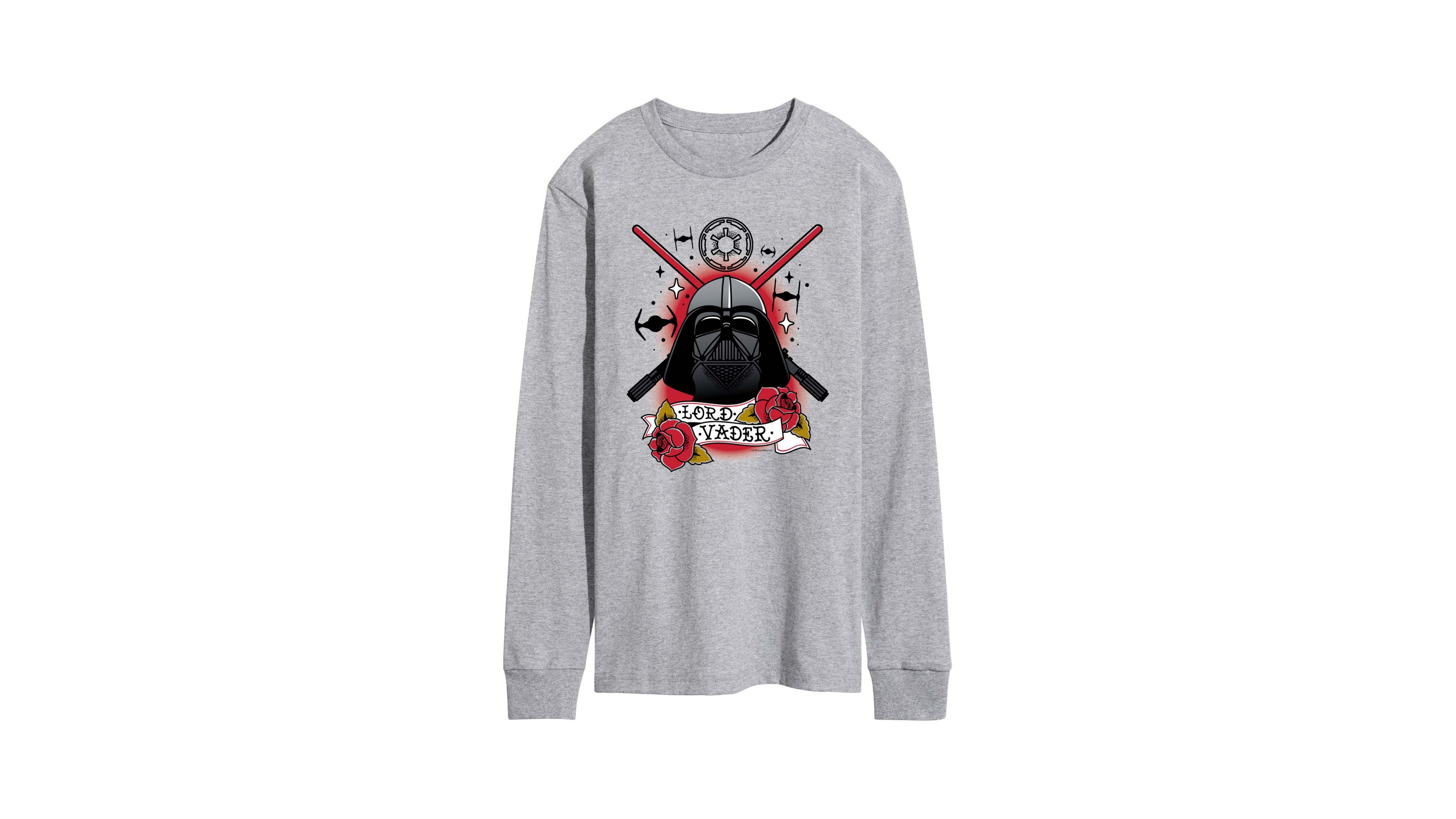 Airwaves Men's Darth Vader Traditional Tattoo Long-Sleeve Graphic T-Shirt