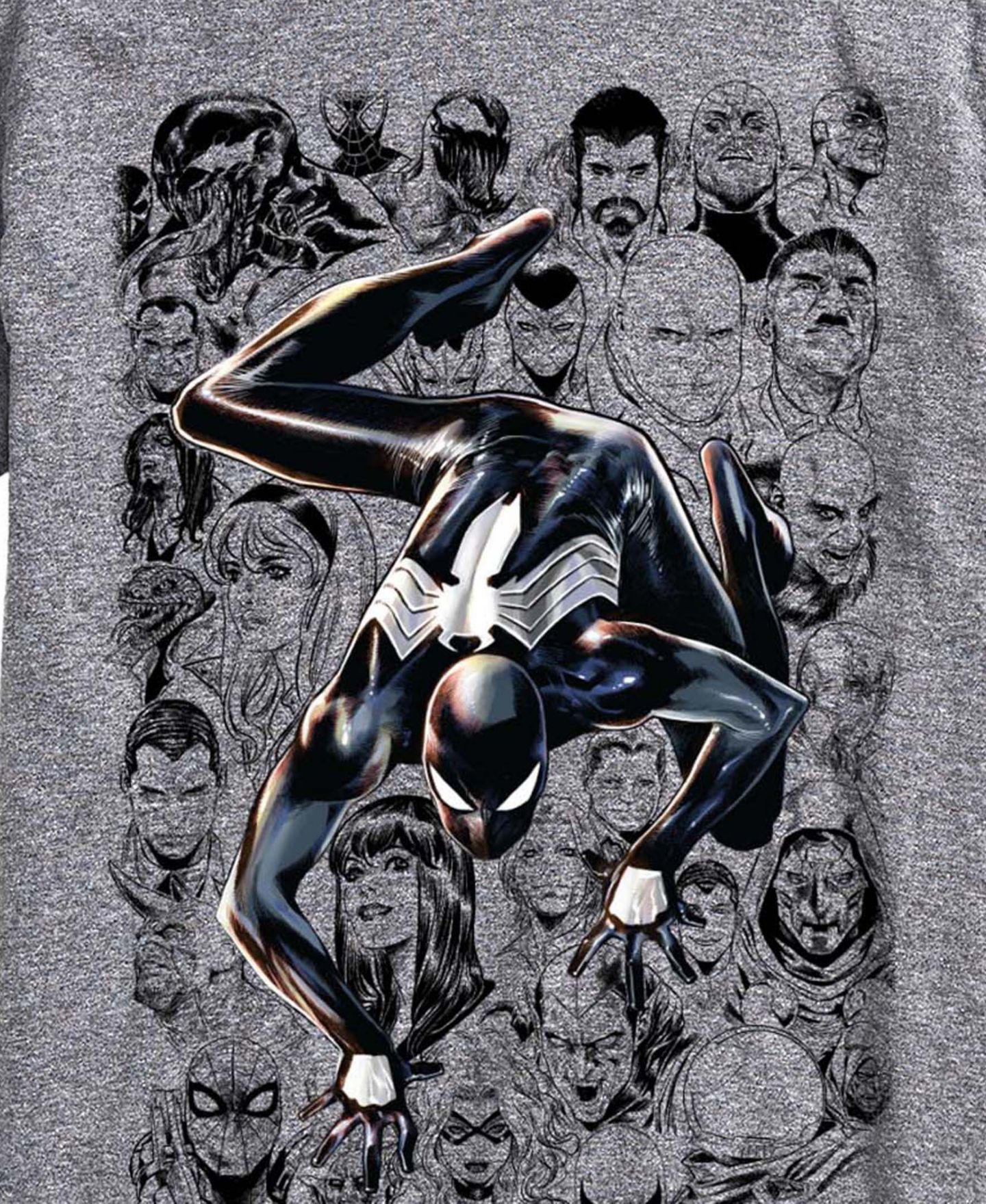 Мужская футболка AIRWAVES Spider-Man Lineart Characters Short-Sleeve Graphic, цвет: Меланжевый — фото 3