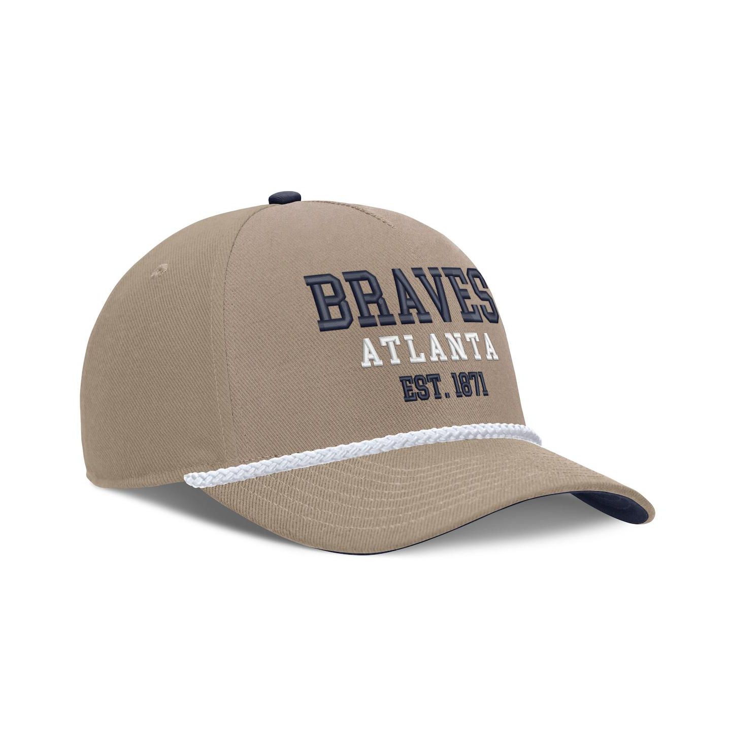 Мужская кепка Nike Khaki Atlanta Braves Father's Day Rope Rise Adjustable Hat — фото 3