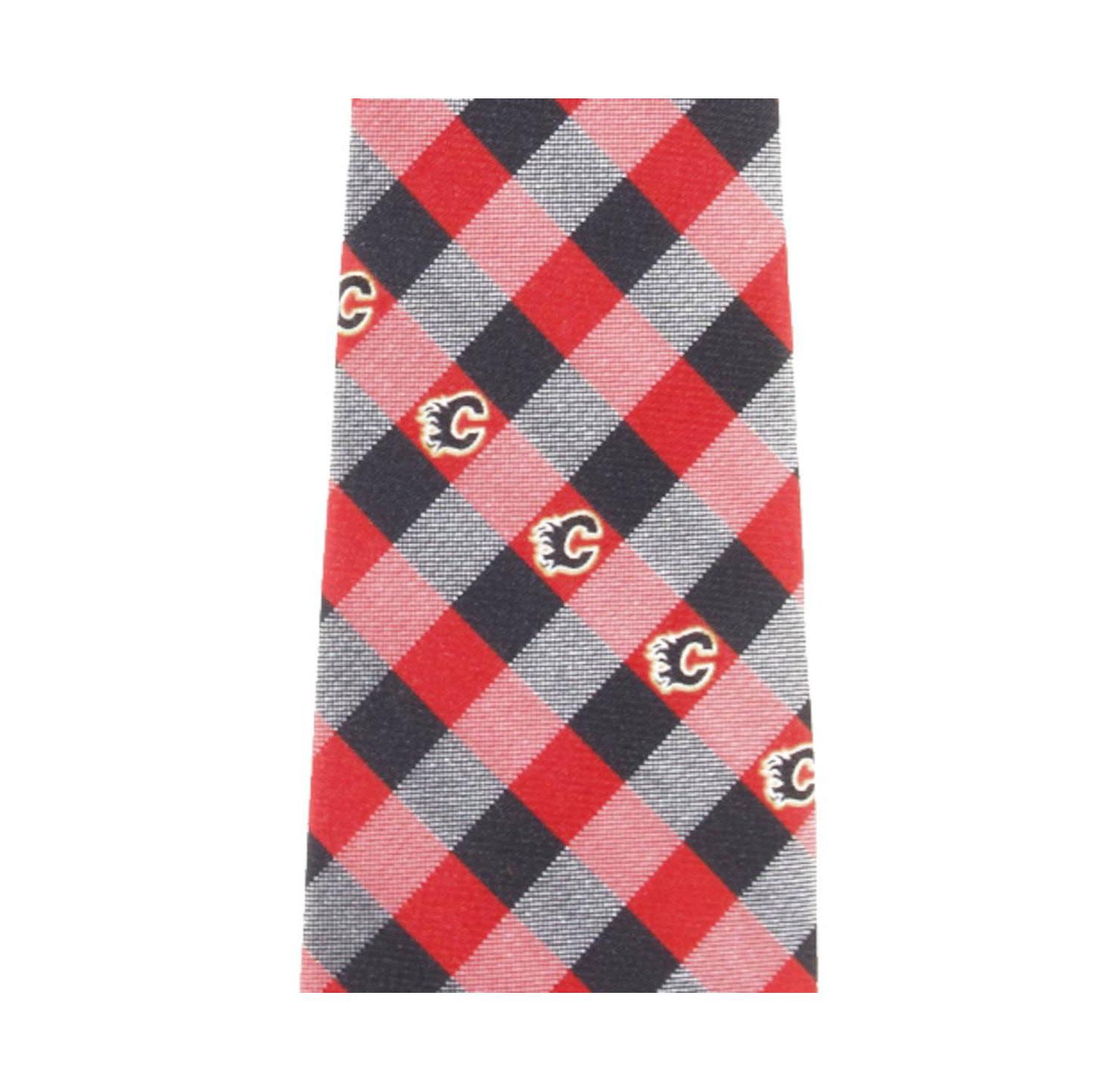 Men's Calgary Flames Woven Poly Check Tie