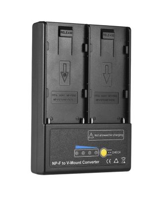 Dual NP-F to V-Mount Adapter Plate for Monitor and Light Panel with Capacity Indicator