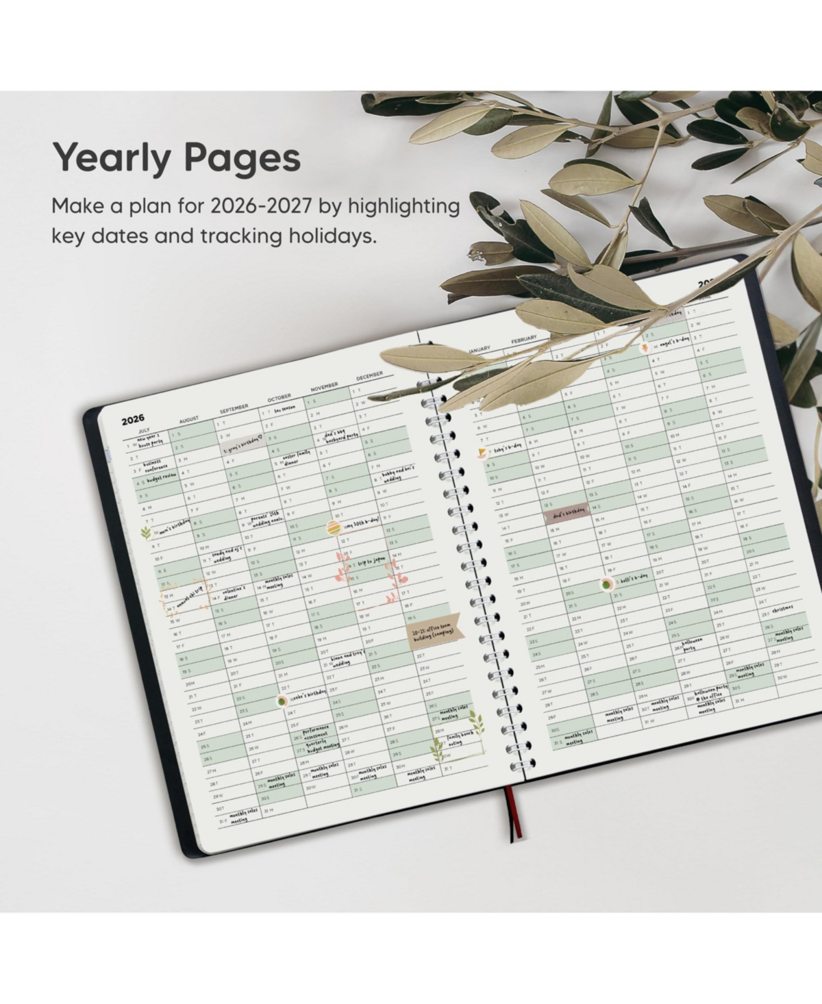 Gnuadz Academic Planner 2026-2027 Hourly Weekly Monthly Appointment Book Flexible Cover Twin-wire Binding Productivity June ,July