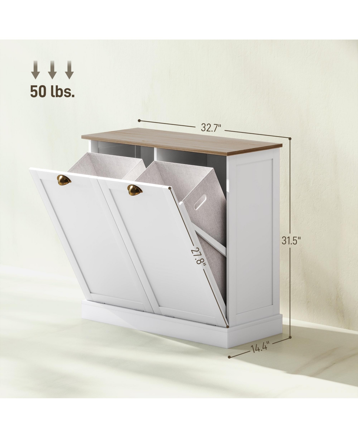 Homcom Laundry Hamper Cabinet, Tilt-Out Bathroom Storage Cabinet