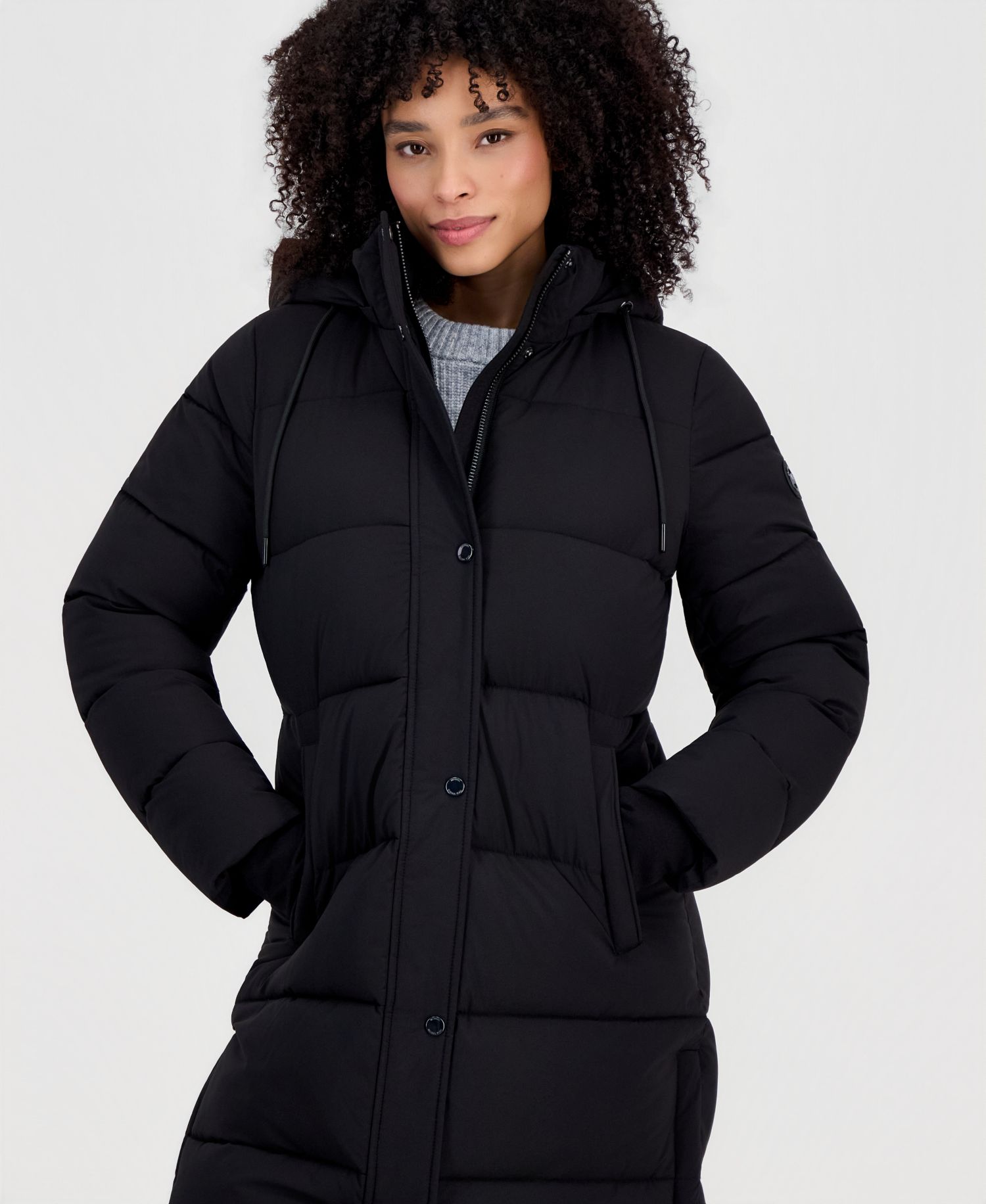 Michael Kors Women's Hooded Drawstring Quilted Maxi Puffer Coat