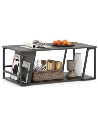 40'' Coffee Table and 2-Tier Modern Farmhouse Center Table w/Storage Shelf