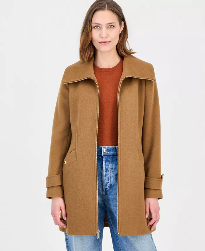 Women's Collared Zip-Front Coat - thumbnail 9