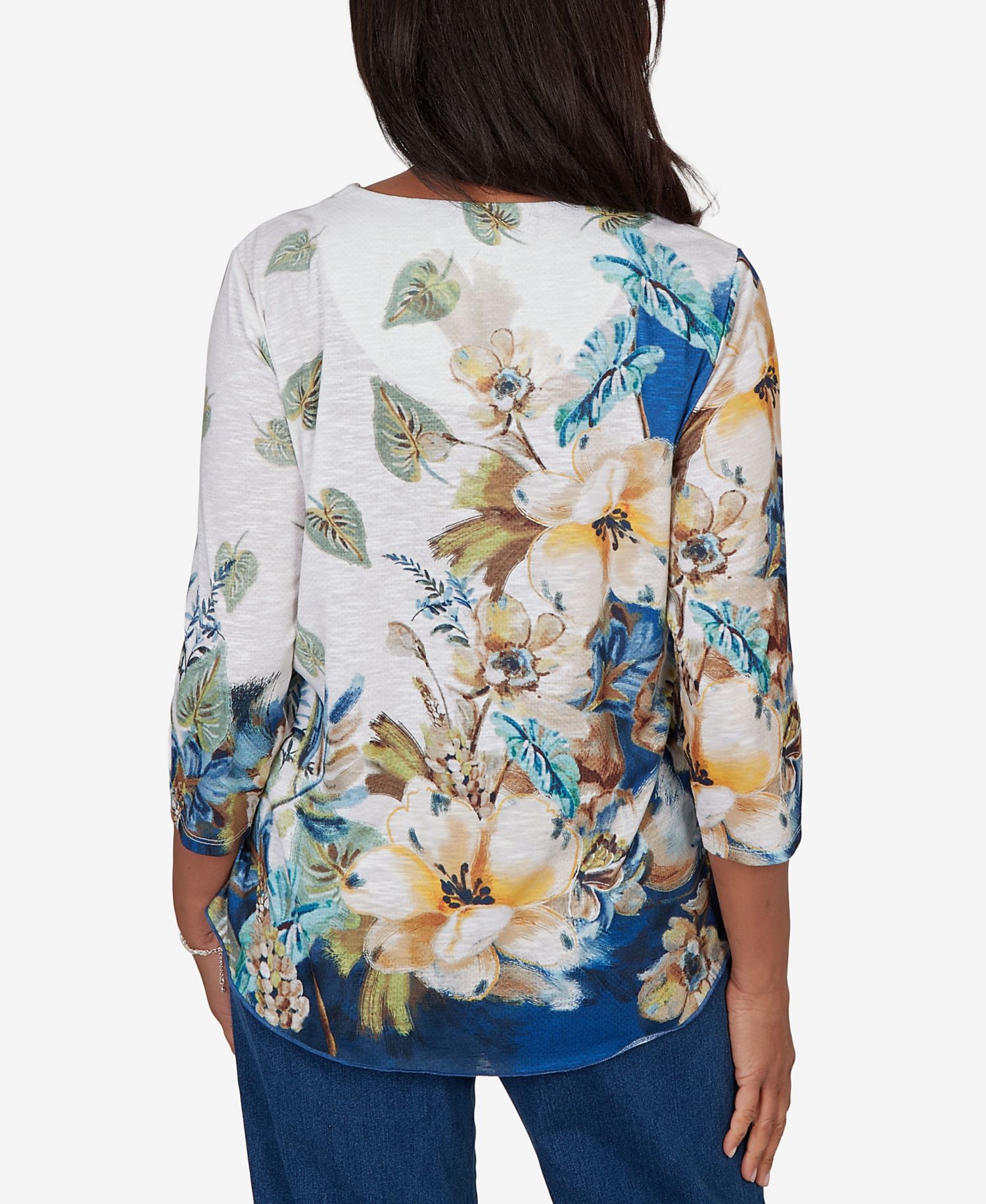 Petite Placed Texture Floral Knit Top