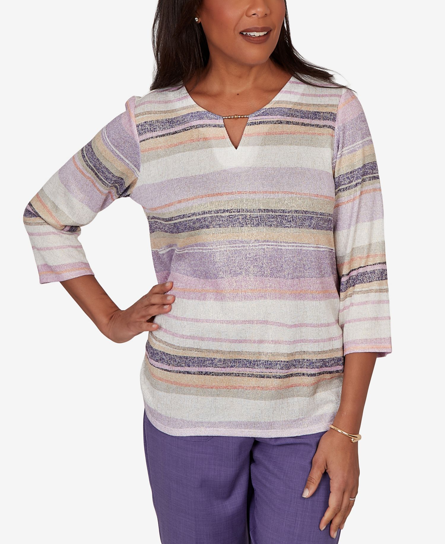 Petite Grand Bazaar Mixed Stripe Knit Top