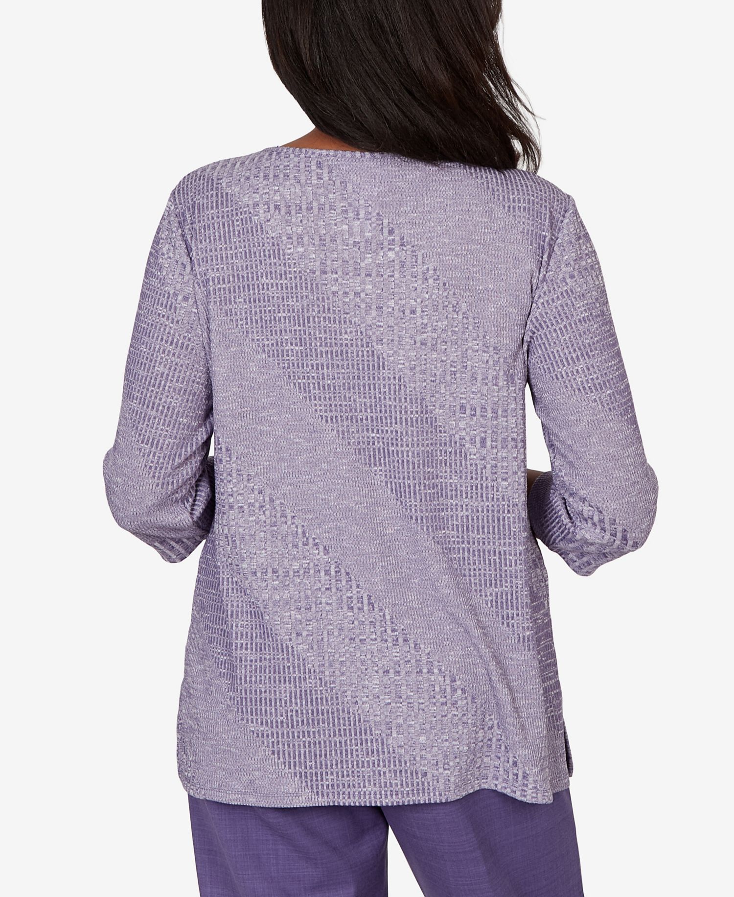 Petite Grand Bazaar Embroidered Diagonal Textured Knit Top
