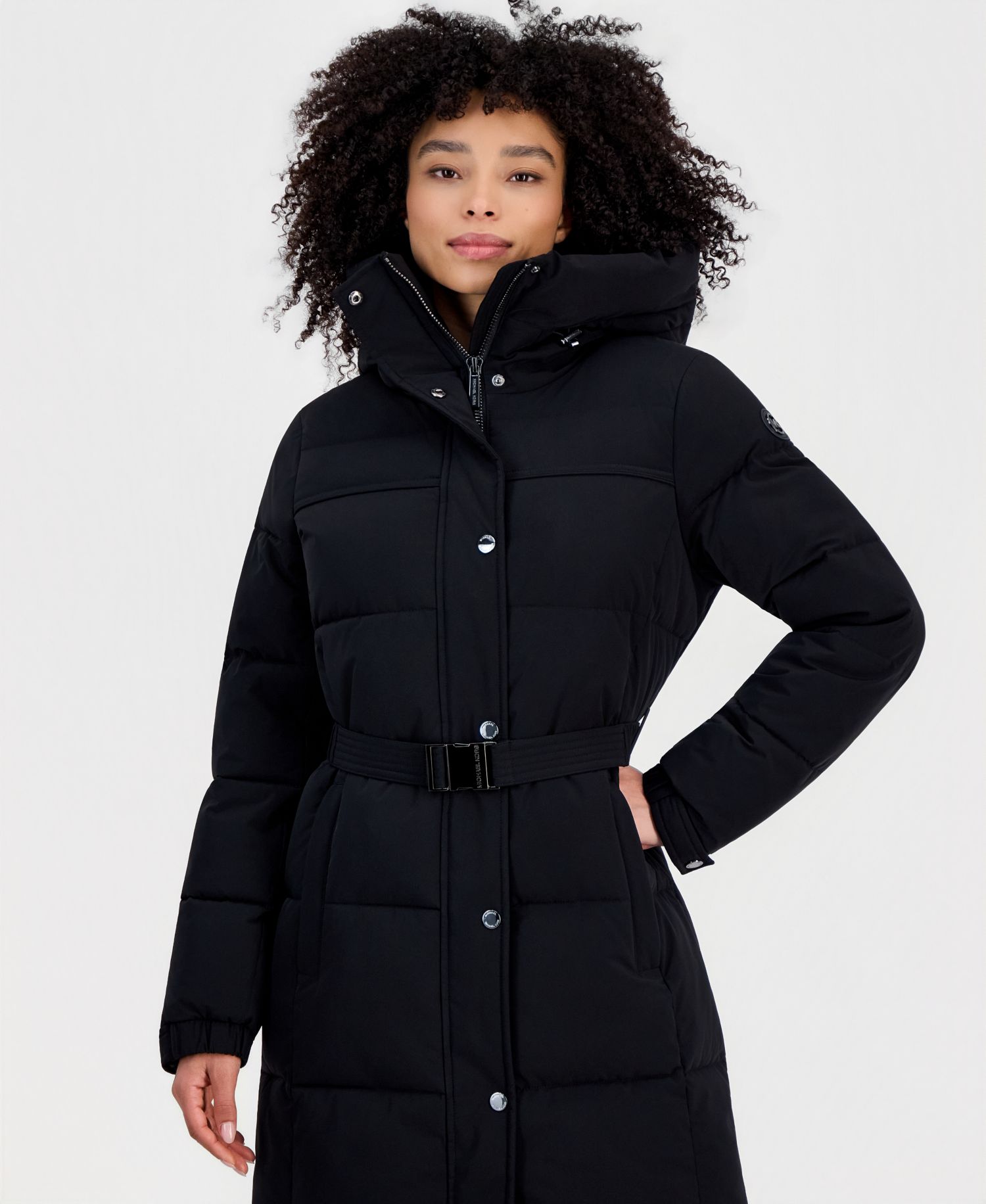 Women's Belted Hooded Puffer Coat