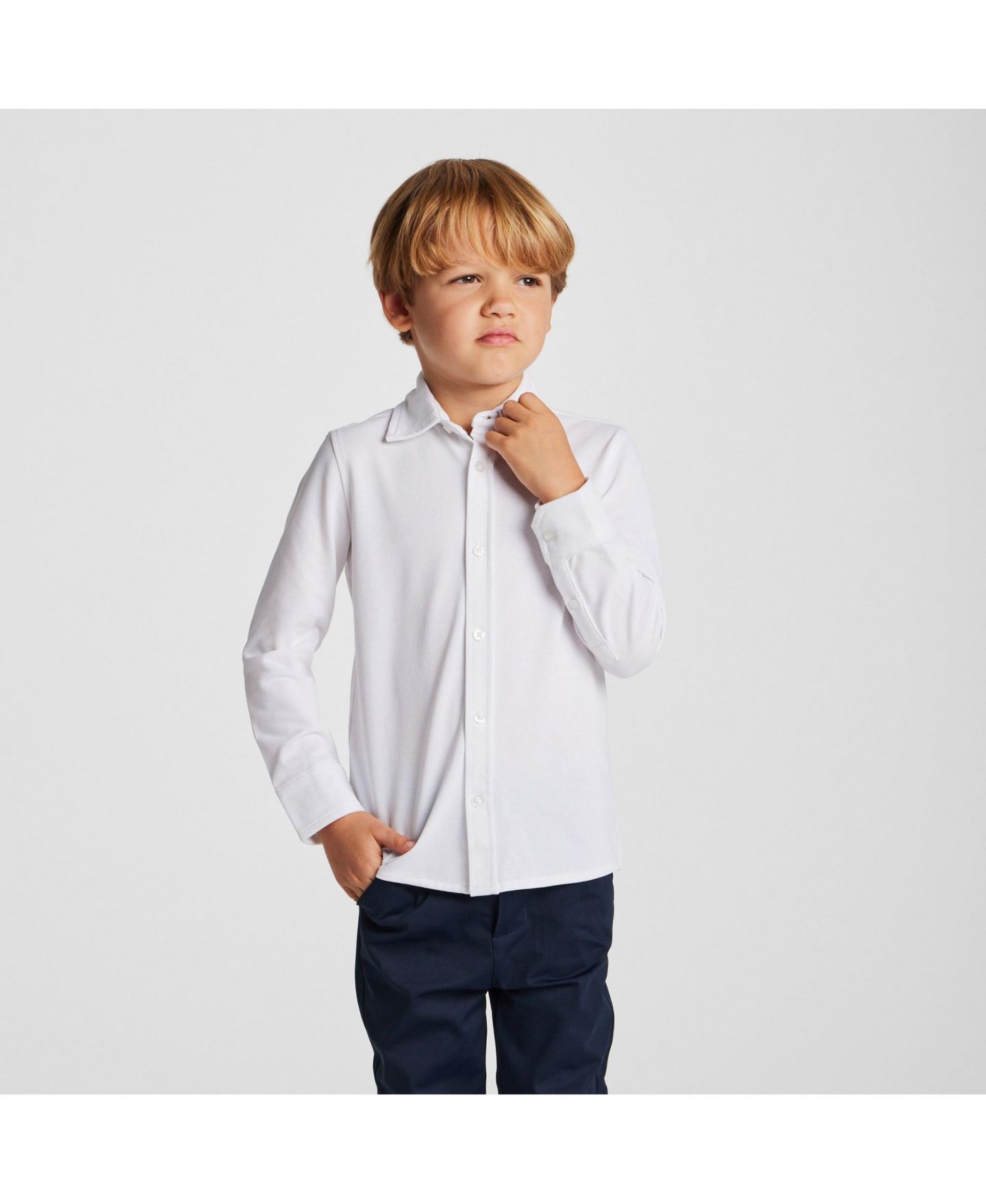 Рубашка Andy & Evan White Knit-Tech Shirt для мальчиков, цвет: Белый — фото 5
