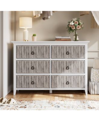 Modern 6 Drawer Dresser - Spacious Wooden Chest for Bedroom, Living Room, Closet, or Entryway - Stylish Storage Organizer Cabinet