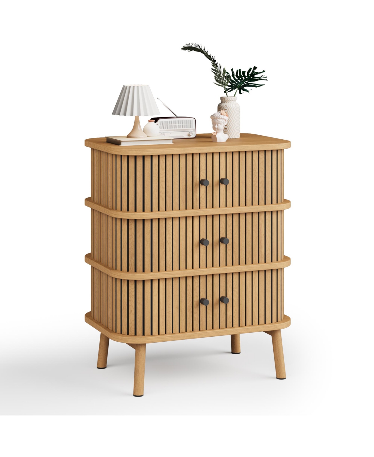 homfan Modern 3 Drawer Dresser for Bedroom - Spacious Wooden Storage Chest with Sleek Design - Ideal for Clothes and Organizing
