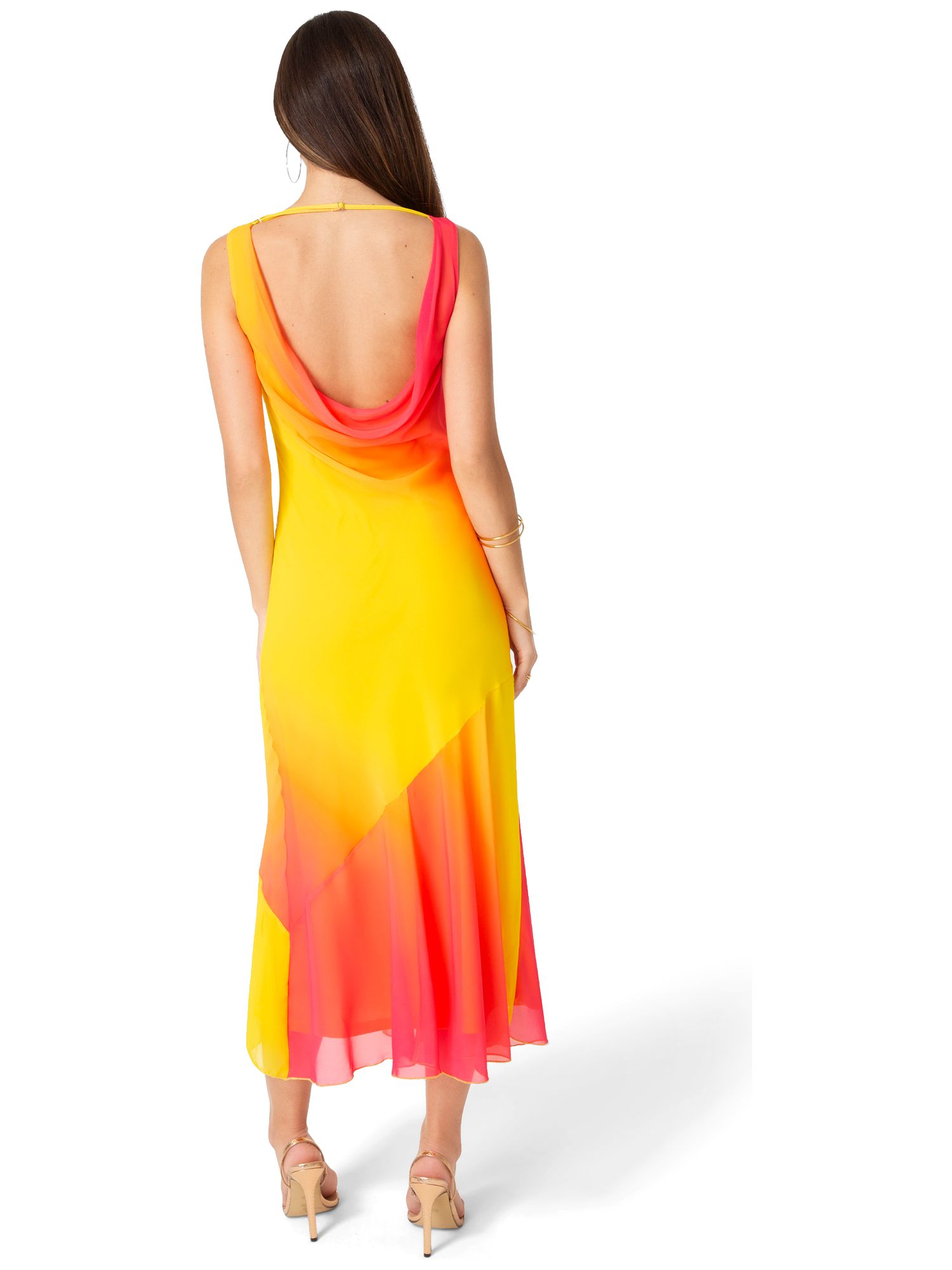 Women's Ombre Chiffon Cowl Maxi Dress