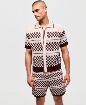 Mode of One Men's Relaxed-Fit Check Short-Sleeve Button-Down Shirt, Exclusive