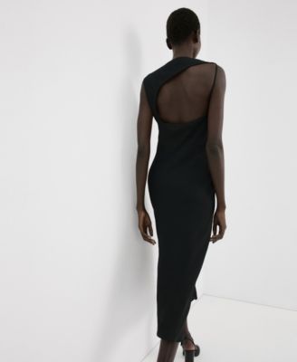 mango black midi dress MANGO - Midi Dress with stitching details Black