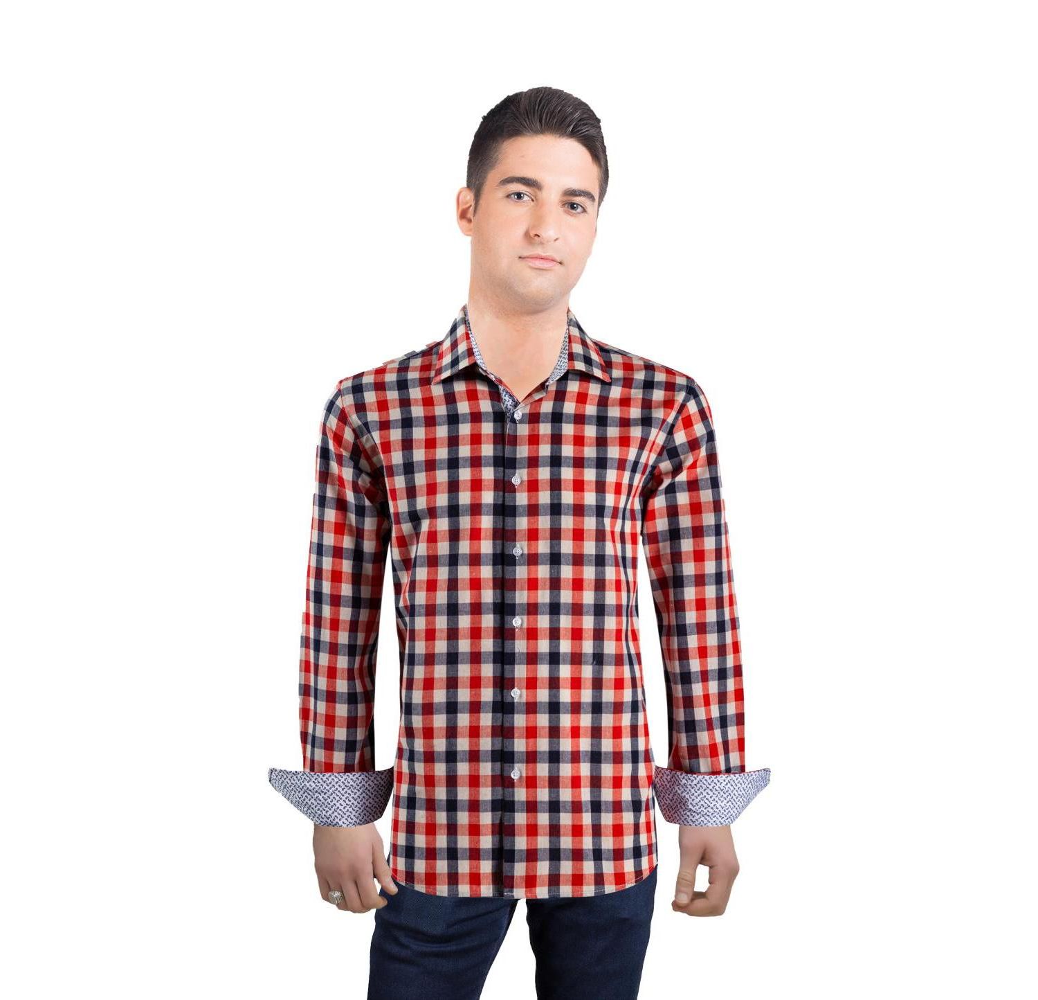 Men's Slim Fit Gingham Plaid Shirt